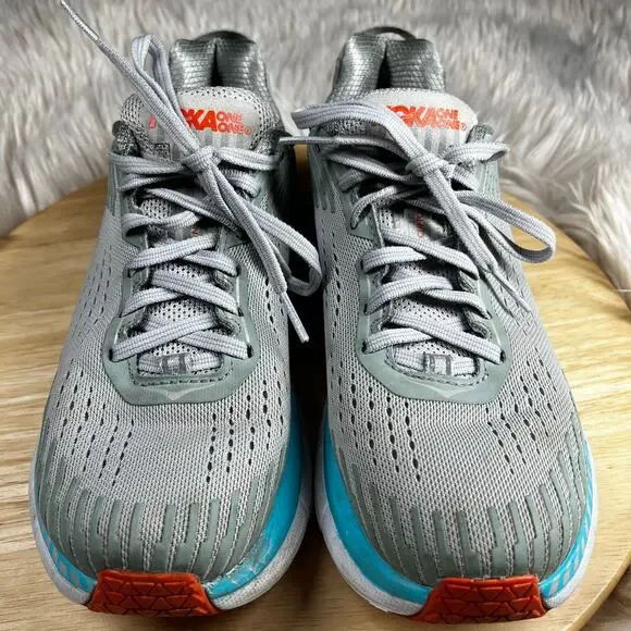 Hoka One One Clifton 5 Running Shoe Womens Sz 7.5 Cushioned Vapor Blue Iron Gray - Picture 3 of 16